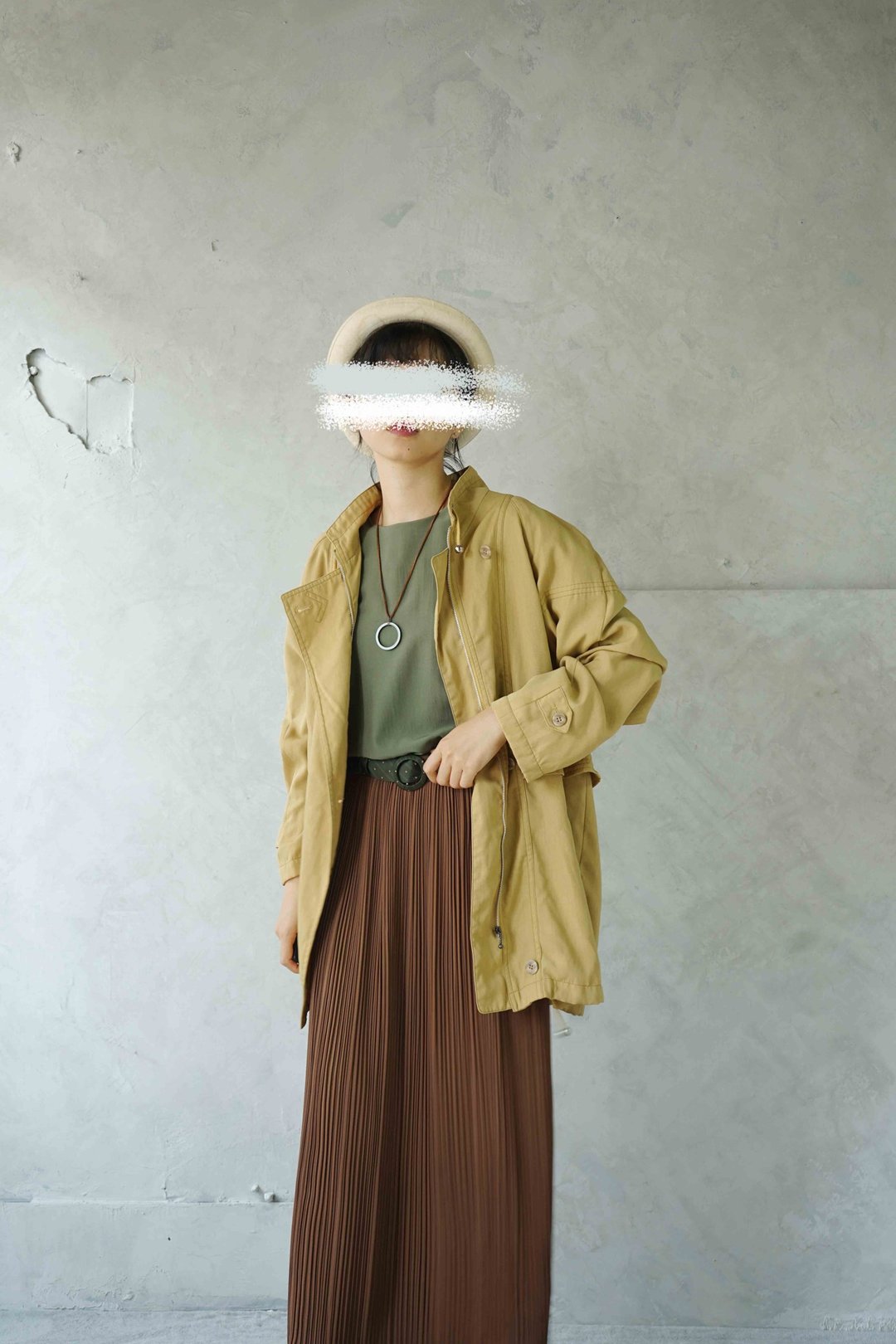 寻宝古着-芥黄连袖双排中性风衣外套 - 女装休闲/机能外套 - 聚酯纤维 橘色