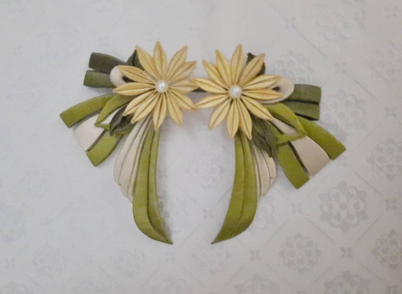 雏菊蝴蝶结－缠花发夹 - 发饰 - 其他材质 