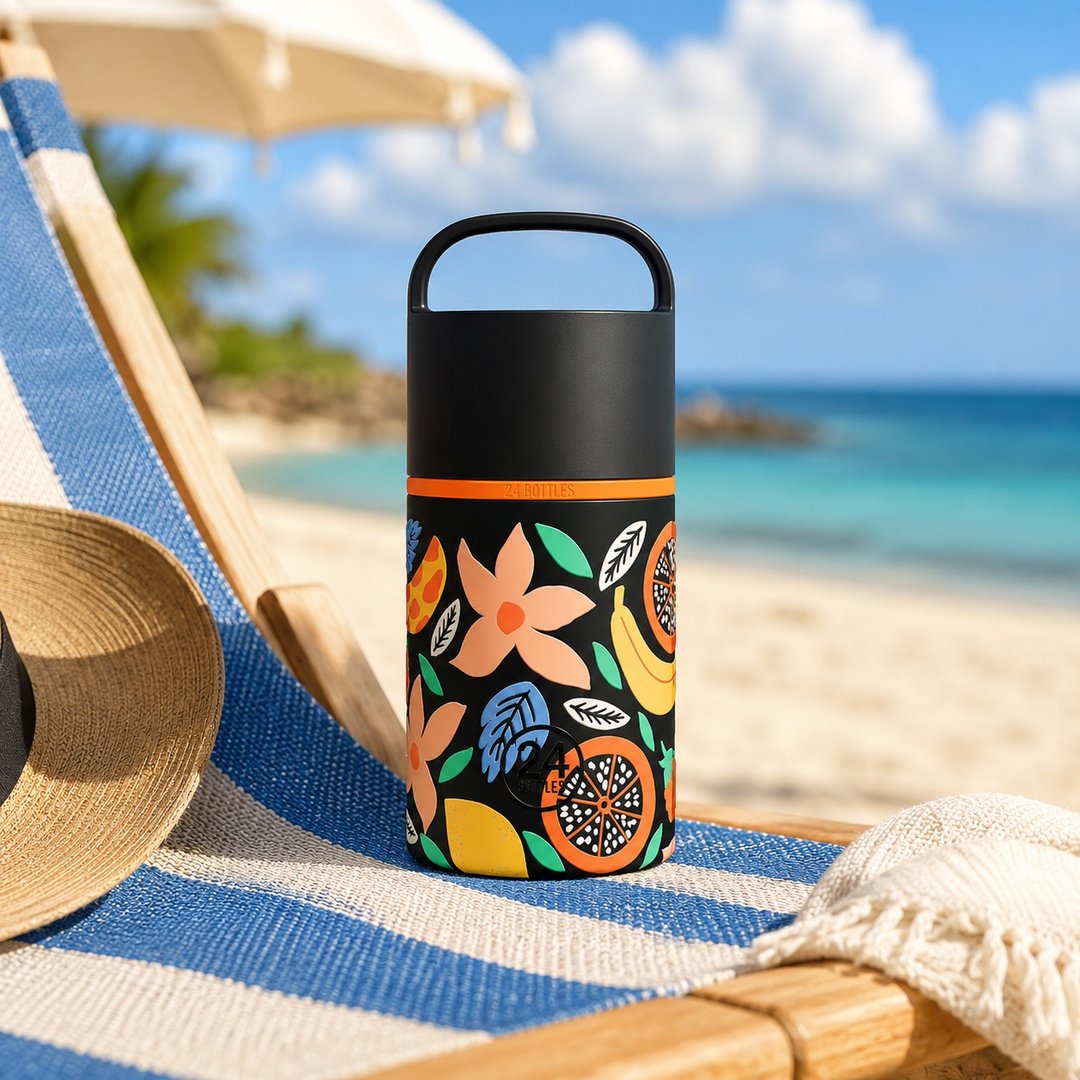 意大利 24Bottles【Spin Bottle 480ml】Tropical Noir 扭扭保温瓶 - 水瓶/水壶 - 不锈钢 黑色
