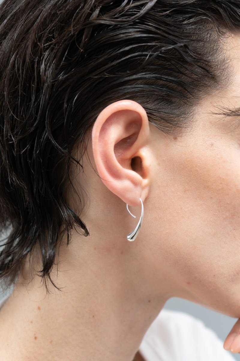 dashbrand DJ05-ER Melt Earring (Minimal Jewelry) 纯银耳环 925 - 耳环/耳夹 - 纯银 银色