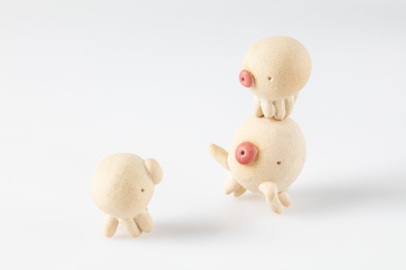 圆滚章鱼系列—白色章鱼的社交礼仪 - 摆饰 - 陶 白色