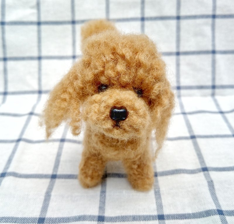 羊毛毡 宠物 复刻 仿真 狗狗 - 贵妇狗 贵宾犬 植毛款 (定制化) - 摆饰 - 羊毛 咖啡色