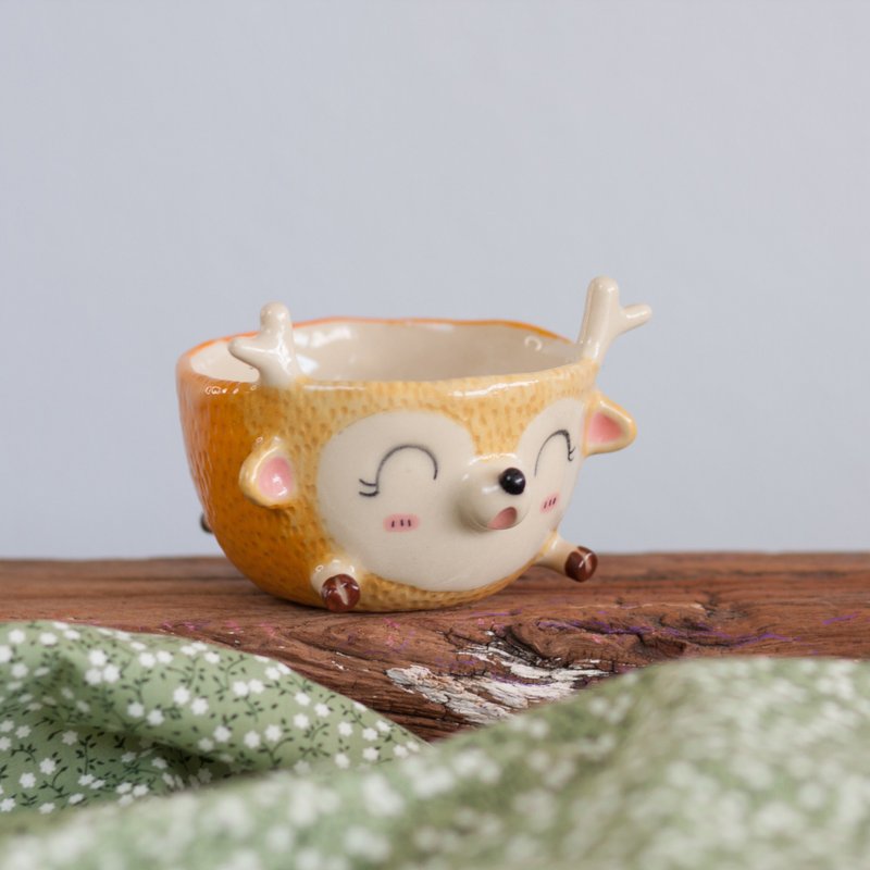 快乐小鹿（咖啡杯/茶杯） - 咖啡杯/马克杯 - 陶 