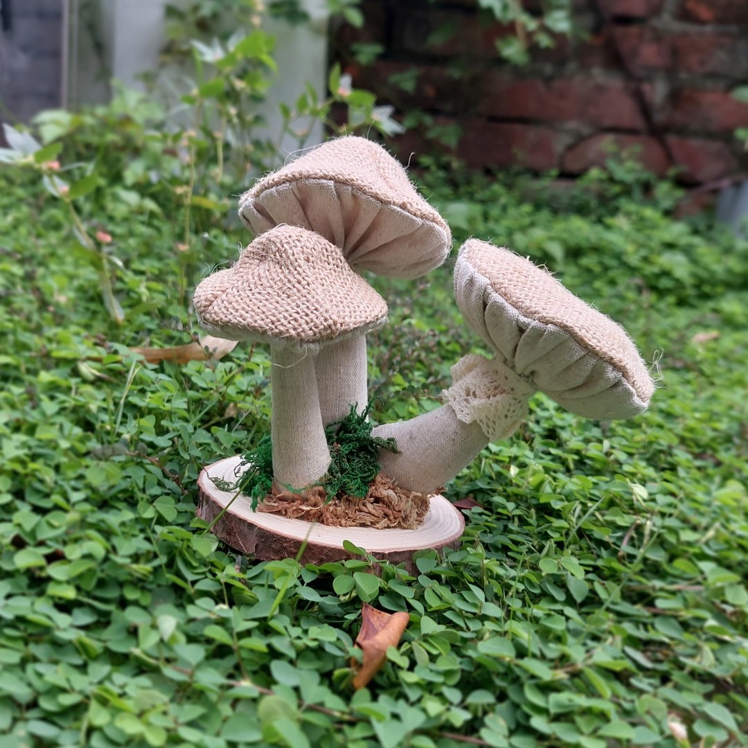 小蕈菇文青装饰品 - 摆饰 - 棉 卡其色