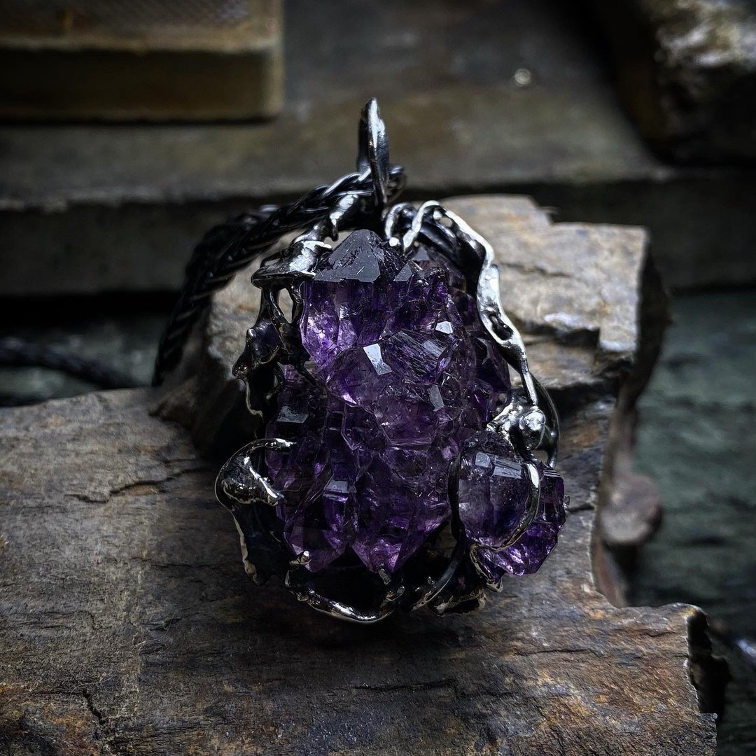 幻影城堡内含金红石双尖紫水晶/紫水晶坠/骨干水晶 - 项链 - 水晶 紫色