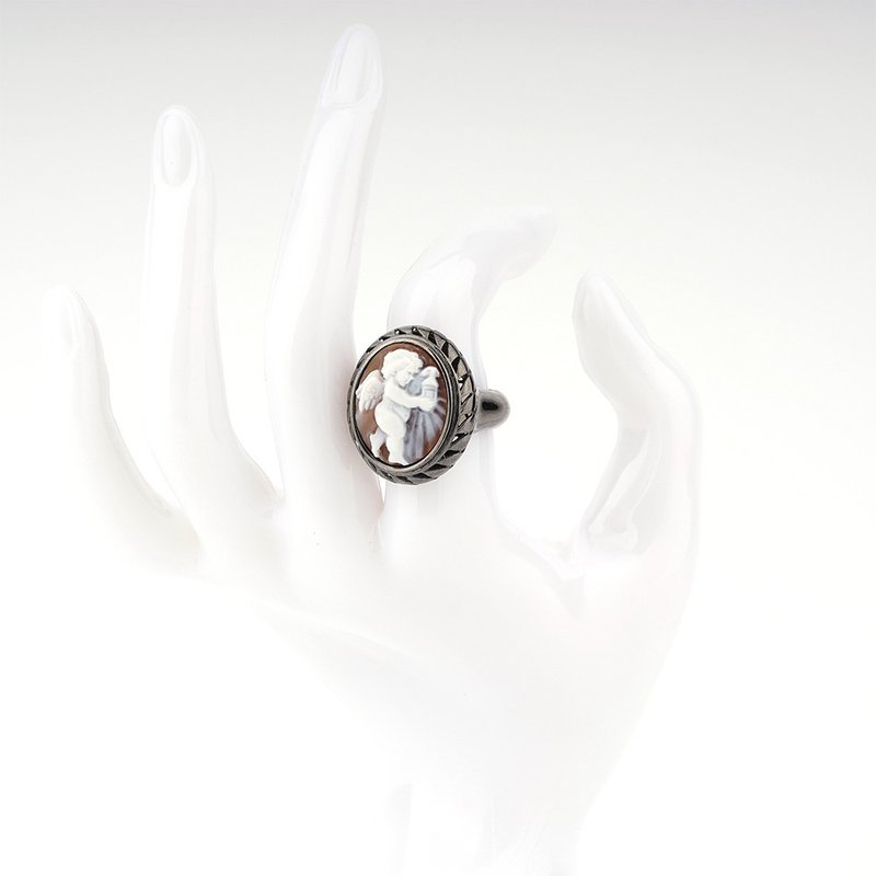 意大利手工贝雕轻珠宝_CI_A122_4N - 戒指 - 纯银 黑色