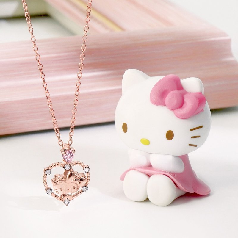 Hello Kitty 50th系列-凯蒂猫Future 晶钻纯银项链 - 项链 - 纯银 粉红色