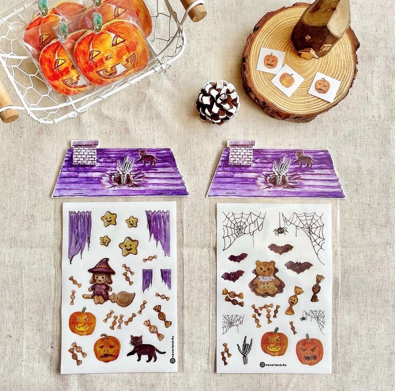 万圣节礼物 / 贴纸 - 女巫/吸血鬼 - 贴纸 - 纸 黑色