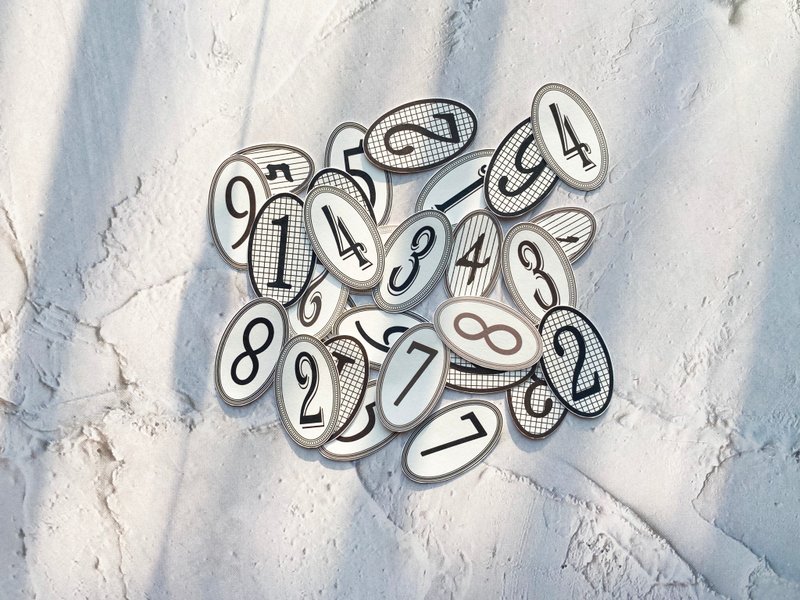 复古边框数字标签贴纸组 105 x 148 mm - 其他 - 纸 多色