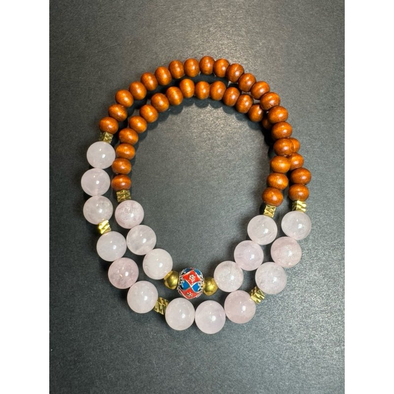 粉晶双圈质感手串 - 手链/手环 - 玉石 