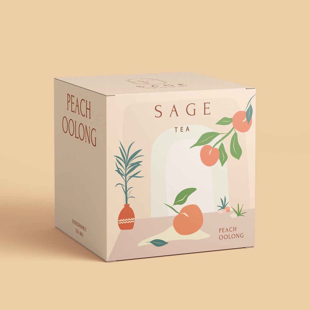 【质感送礼首选】Sage Tea 【美白肌肤】白桃乌龙 无绳原叶茶包 - 茶 - 新鲜食材 粉红色