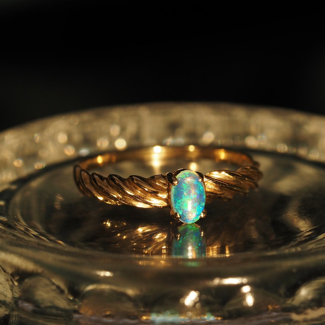 14K金蛋白石椭圆编织戒指14K Gold Opal Oval Braid Ring - 戒指 - 贵金属 