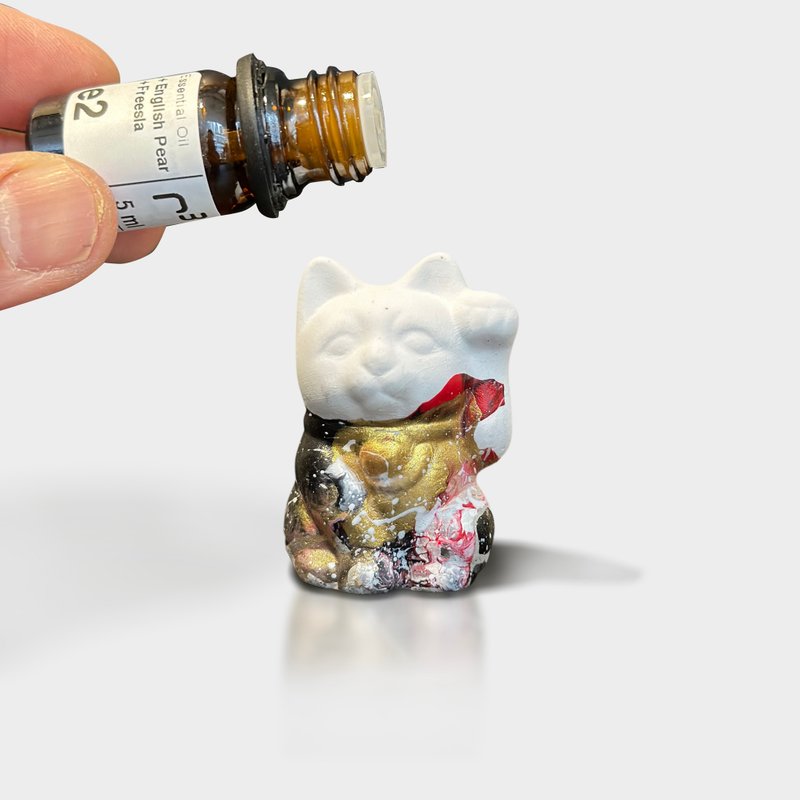 手工制造 I 招财猫扩香石 I 流体艺术 I 中尺寸 I - 香薰/精油/线香 - 水泥 灰色