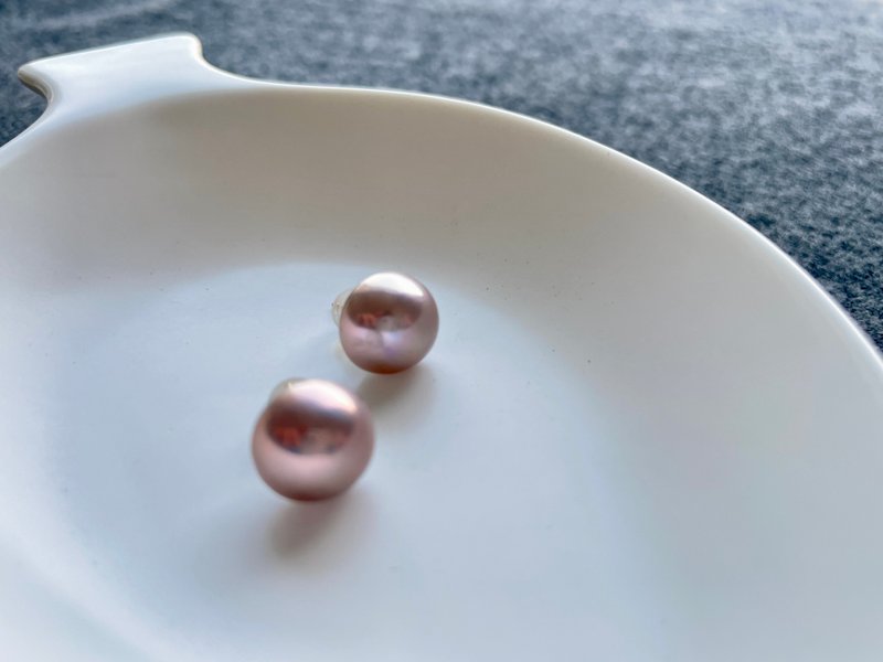 炫彩紫 马贝珍珠耳钉 18K金 - 耳环/耳夹 - 珍珠 紫色