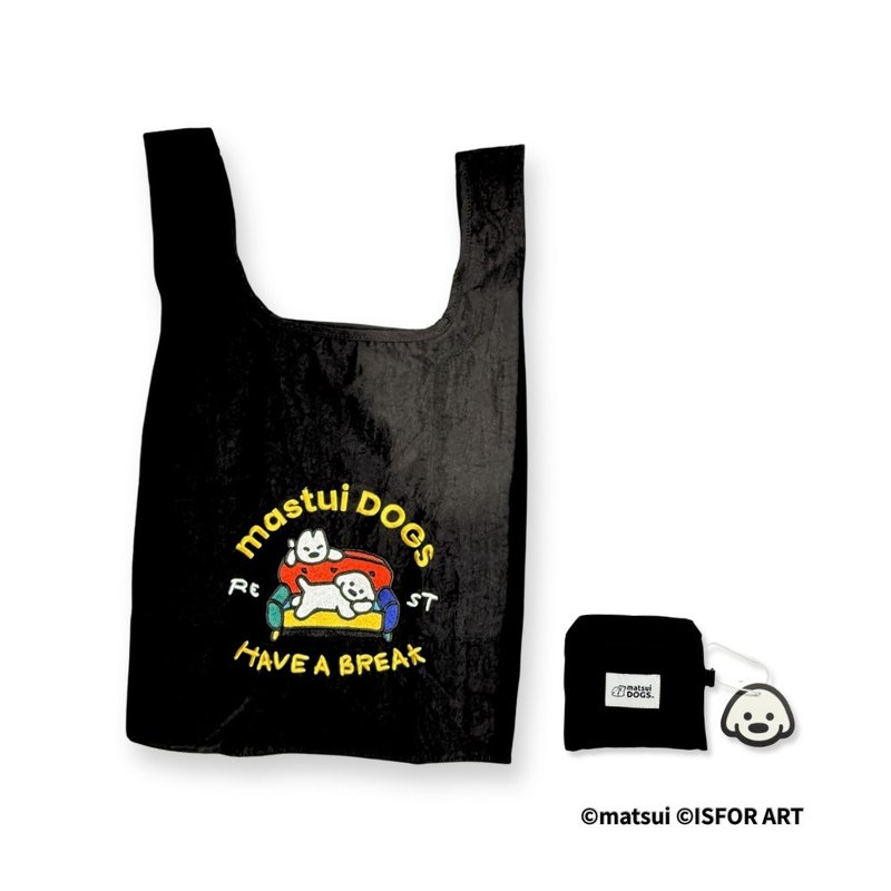 matsui DOGS 防水背心彩色电绣购物袋 黑 - 手提包/手提袋 - 防水材质 