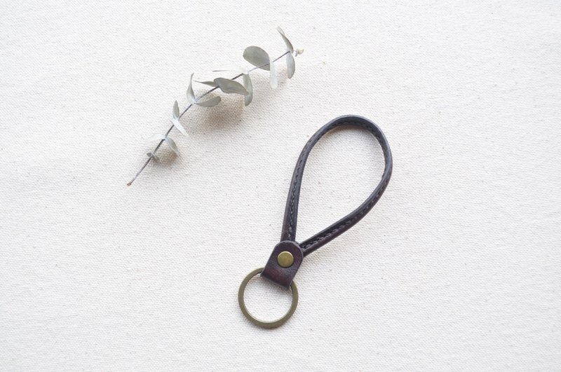 简约皮革钥匙圈-焦茶 - 钥匙链/钥匙包 - 真皮 