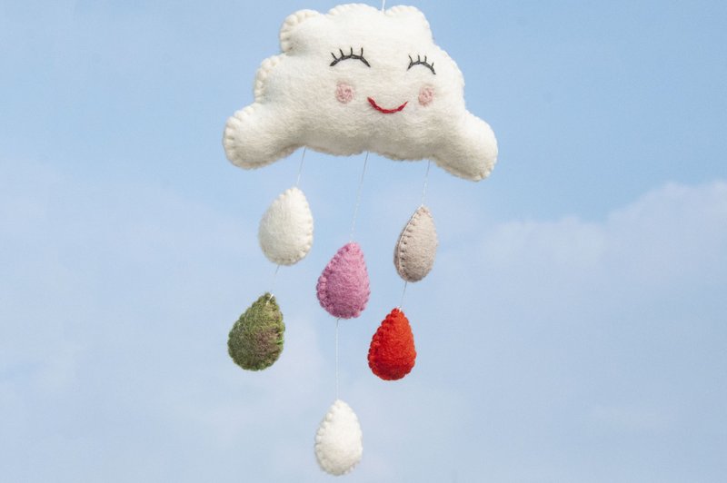 羊毛毡挂饰/羊毛毡吊饰/羊毛毡装饰/婴儿床吊饰/童房挂饰-彩虹云 - 玩具/玩偶 - 羊毛 多色
