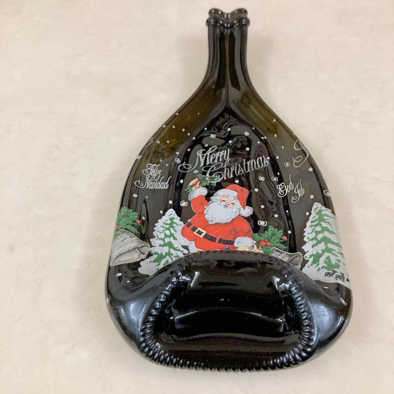 圣诞礼物 圣诞老人款气泡酒 收藏酒瓶盘 - 盘子/餐盘/盘架 - 玻璃 