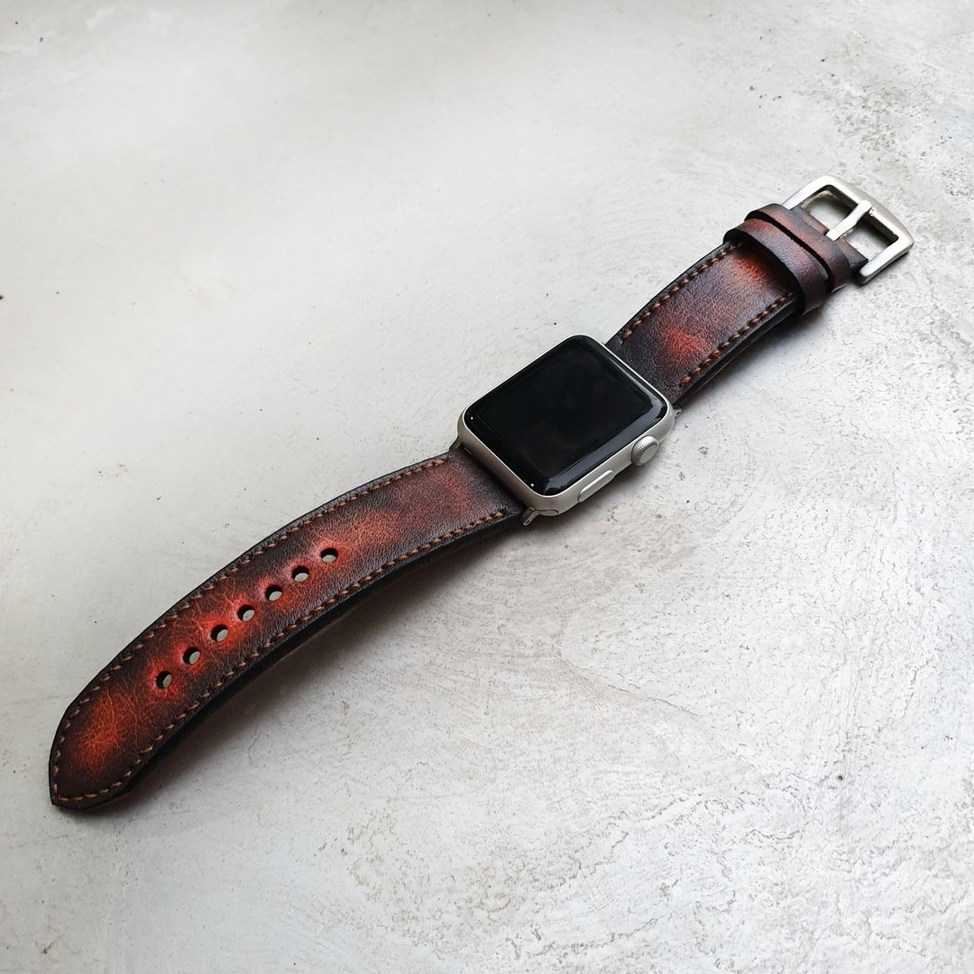 Vintage Apple Watch Band手工系列5系列4系列3系列2系列1 - 表带 - 真皮 咖啡色