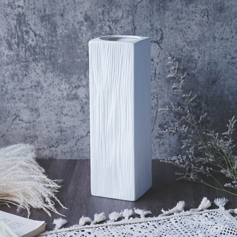 花艺DIY材料 / 居家生活 花瓶 / 北欧陶瓷花瓶 方正 - 花瓶/陶器 - 陶 白色