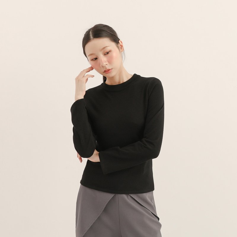 Serenor_从容毛料针织上衣_25AF003_黑 - 女装衬衫 - 其他材质 黑色
