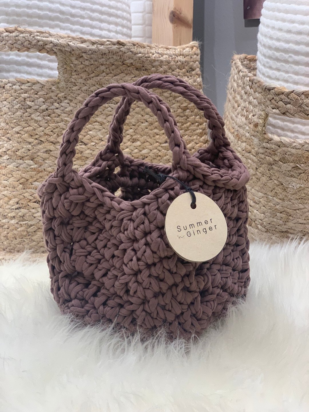Azuki Brown Petite Tote - 手提包/手提袋 - 其他材质 咖啡色