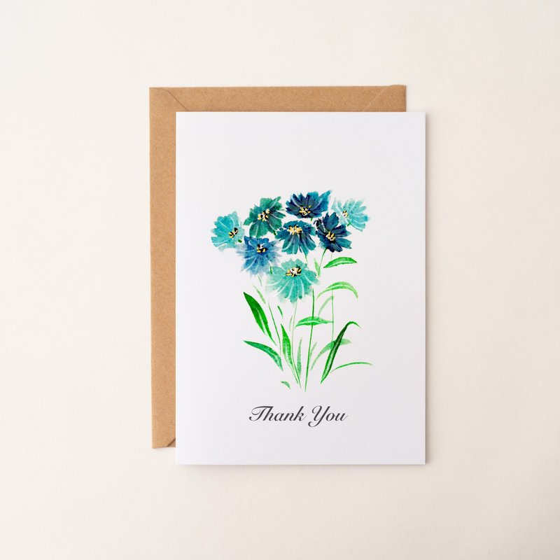 水彩花卉手绘卡片 植物 祝福卡片 生日贺卡 感谢卡 艺术卡 万用卡 - 卡片/明信片 - 纸 蓝色