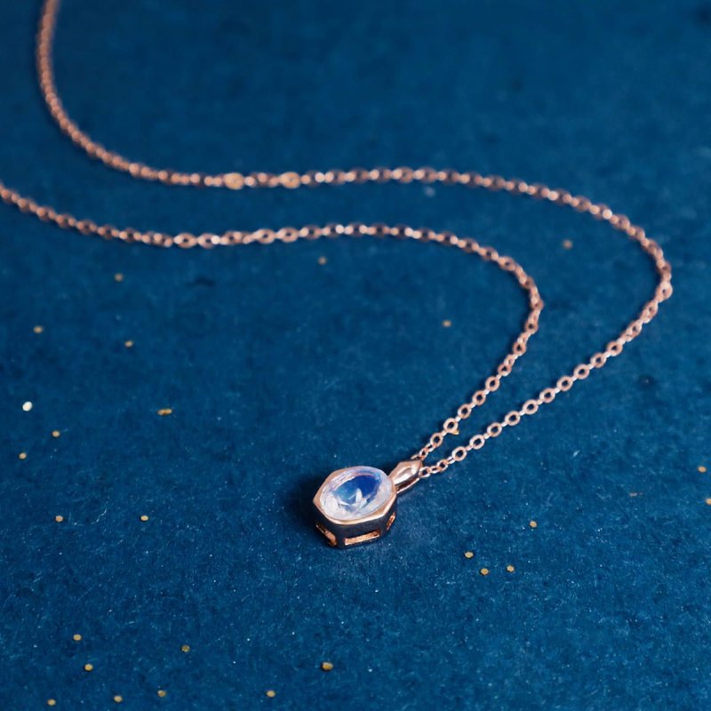 La Joie 蓝月亮石闪耀项链 (玫瑰金) - 项链 - 纯银 