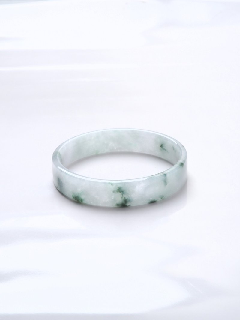 云岚 | 糯冰种 / 墨绿飘花 / 方镯 / 手围16.8 | 天然A货翡翠玉镯 - 手链/手环 - 玉石 绿色