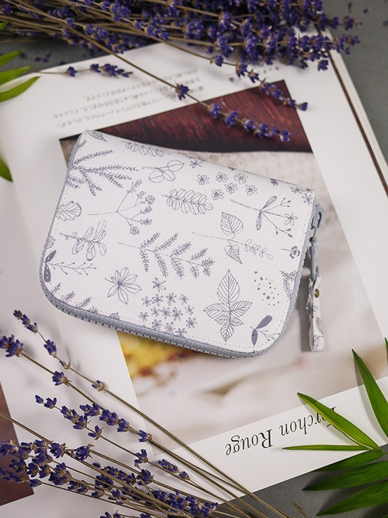 【开运钱包】铅笔花草。防水布短夹/皮夹/钱包/防水款 - 皮夹/钱包 - 防水材质 白色