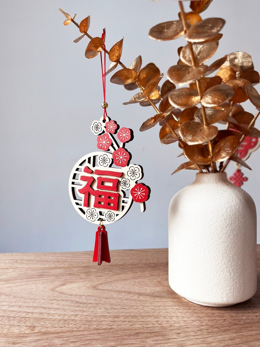 【新年挂饰】 农历新年挂饰 福字 木制贺年挂饰 - 红包/春联 - 木头 红色