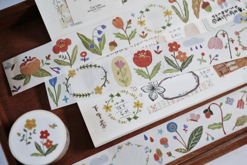 花花世界 天真爛漫なお花集 手帳日記素材 和紙膠帶 - 纸胶带 - 其他材质 多色