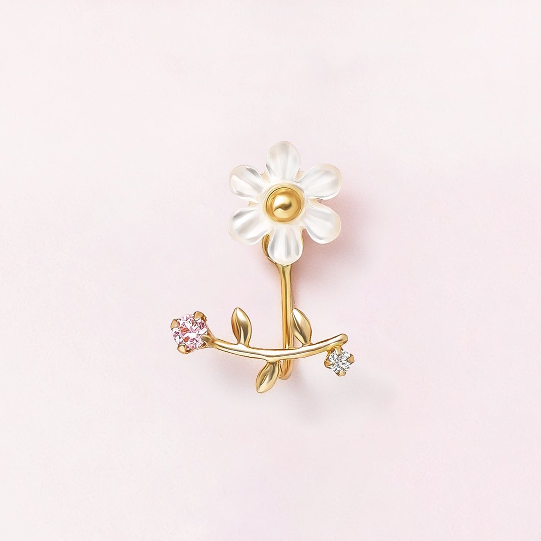 【Solo Earring】 18K/10K 铁线莲单边耳环 (黄金) - 耳环/耳夹 - 贵金属 