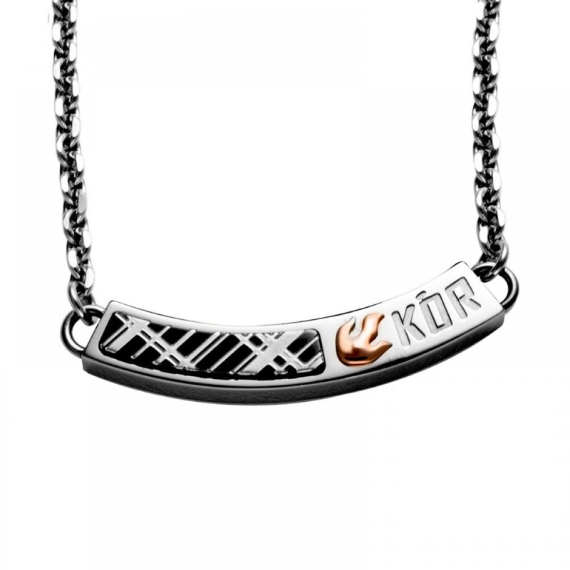 热情瞬间 钻石14K金白钢 男用项链 - 项链 - 玫瑰金 银色