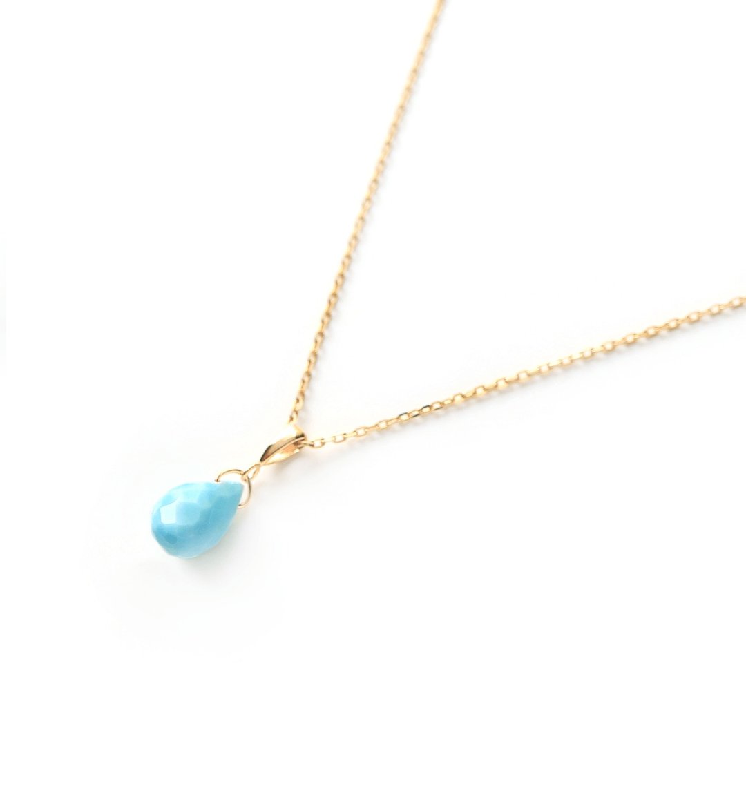 K10 Larimar（宝石切割）项链吊饰 ~BOURGEON~ （提供链条套装） - 项链 - 宝石 蓝色