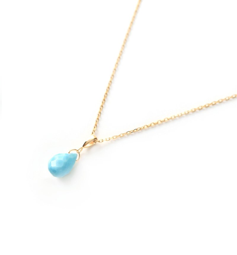 K10 Larimar（宝石切割）项链吊饰 ~BOURGEON~ （提供链条套装） - 项链 - 宝石 蓝色