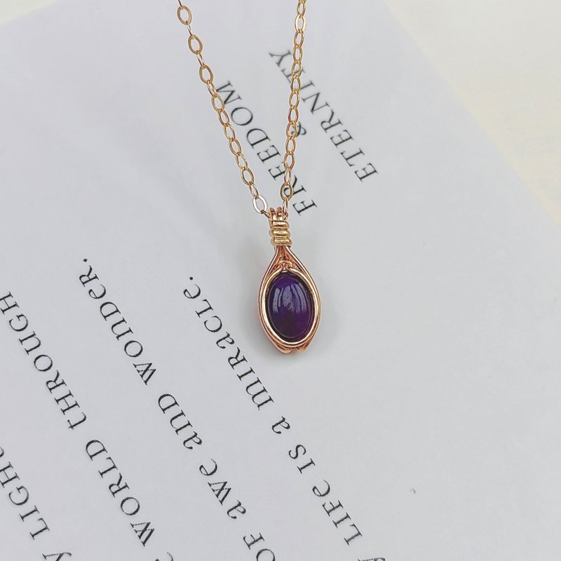 天然蘇紀石吊墜 舒具來石項鍊 手工14KGF項鏈 簡約天然石項鍊 - 项链 - 半宝石 