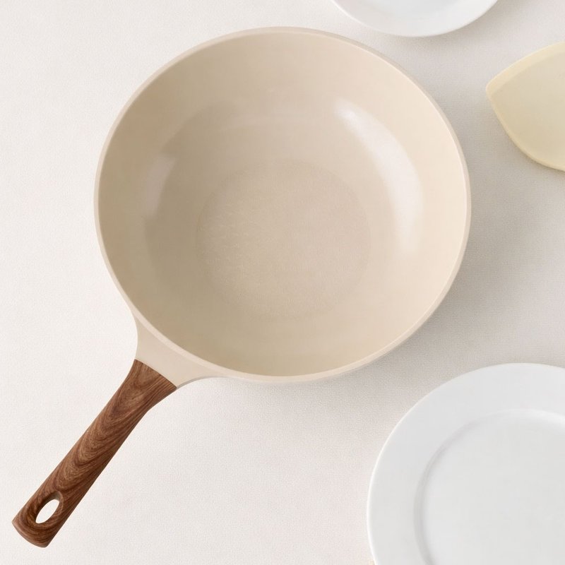 韩国平底不沾煎炒锅 30cm  煎锅炒锅平底锅不沾锅韩国锅具厨房锅具 - 锅具/烤盘 - 其他材质 