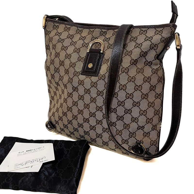 GUCCI 古驰 肩背包 GG 帆布 皮革 米白 棕色 131326 - 侧背包/斜挎包 - 棉．麻 卡其色