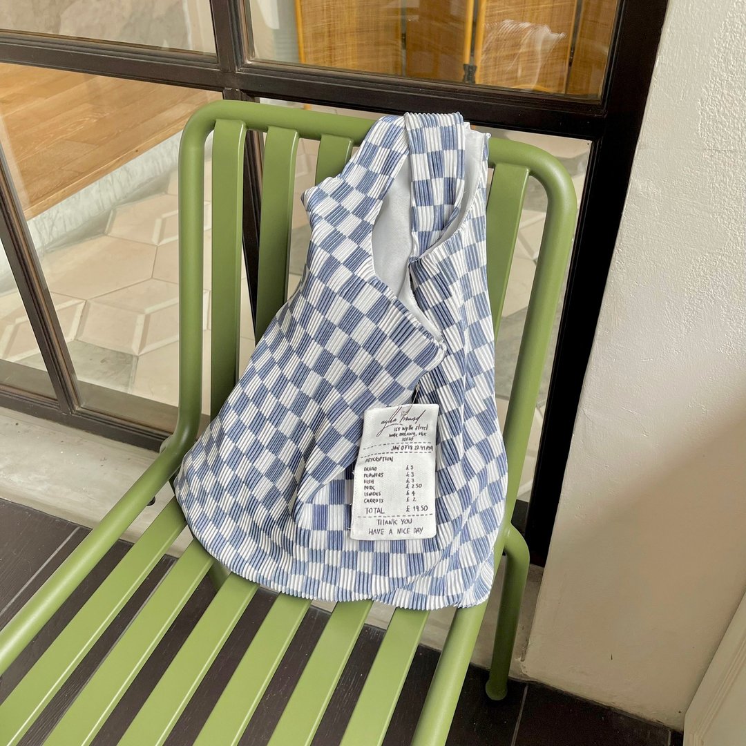 Pleated bag Croffle Earl grey - 手提包/手提袋 - 其他材质 灰色