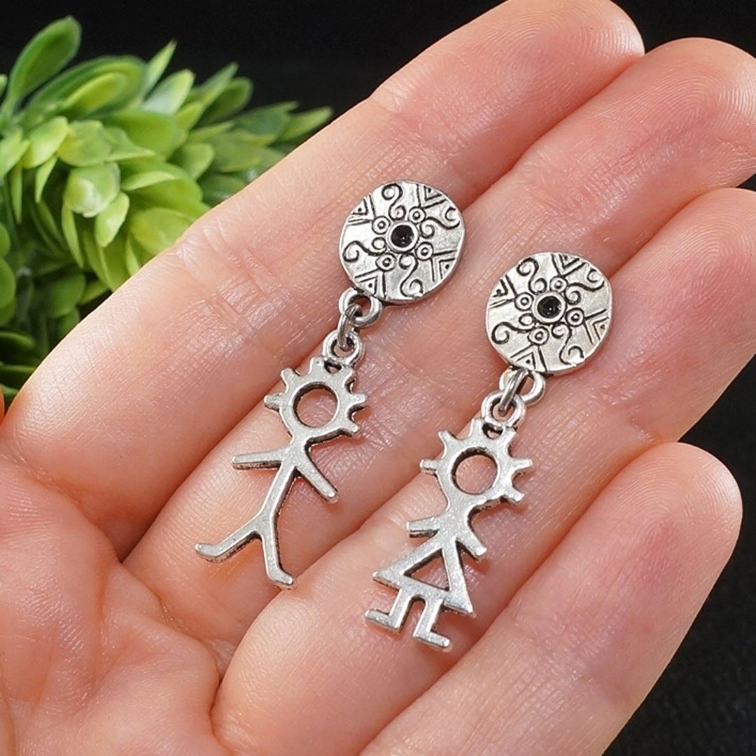 Silver Ethnic Boho Man and Woman Boy and Girl Mismatched Mono Earrings Jewelry - 耳环/耳夹 - 其他金属 银色