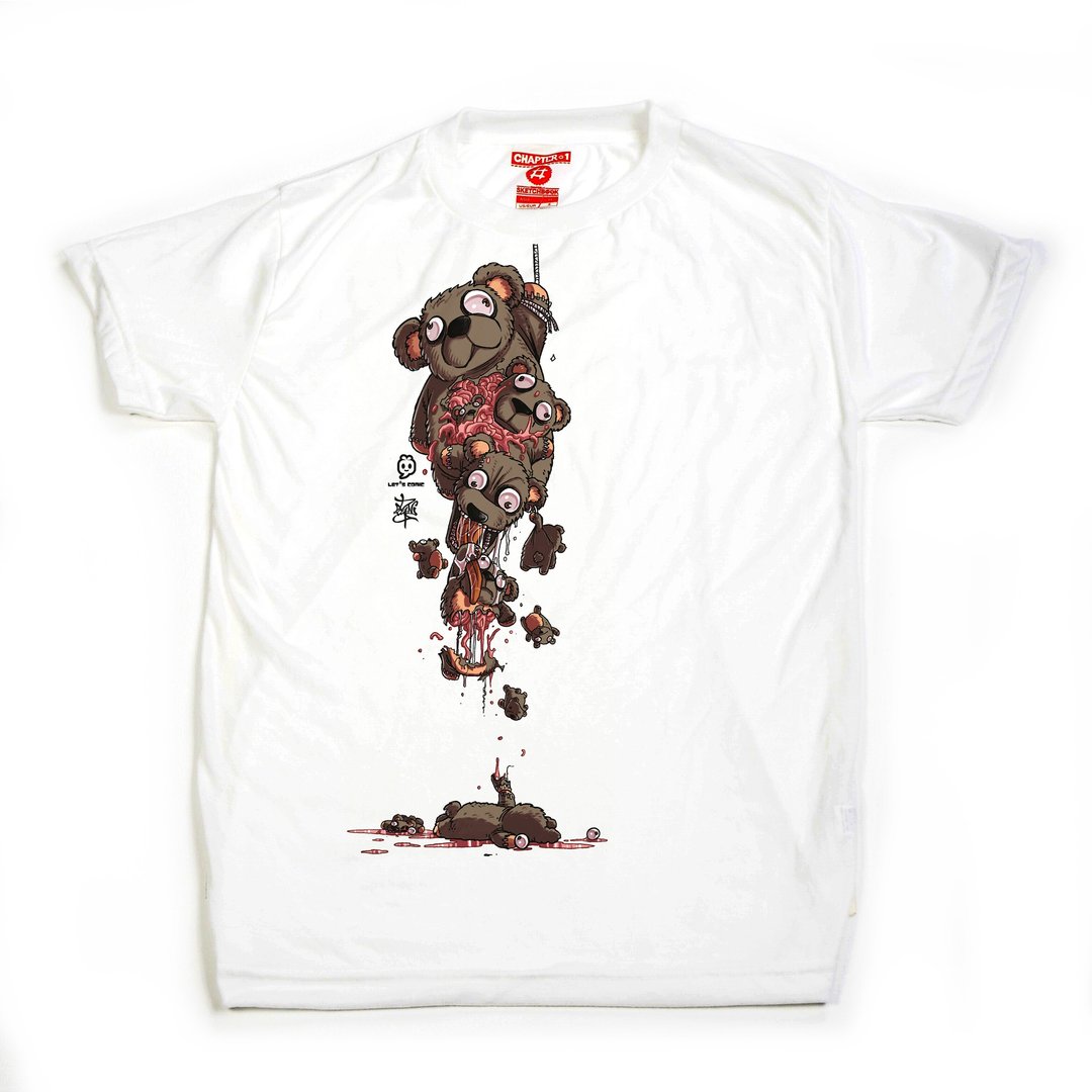 The bear Holding unisex men woman cotton mix Chapter One T-shirt - 男装上衣/T 恤 - 棉 白色