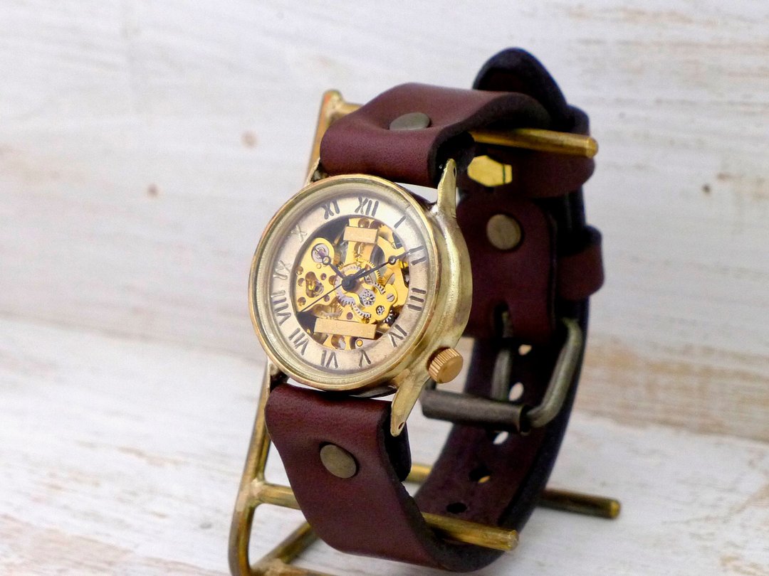 BHW073 Roman numerals Manual winding Brass32mm Handmade wristwatch Brass (BHW073GD Roman numerals) - 男表/中性表 - 铜/黄铜 金色