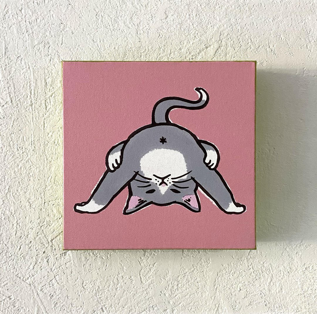 帆布艺术偷看猫粉红 - 海报/装饰画/版画 - 棉．麻 粉红色