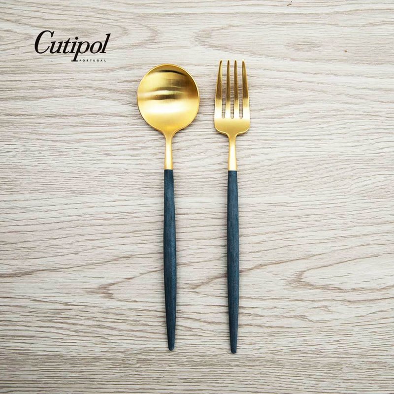 葡萄牙 Cutipol | GOA /  蓝金 点心叉匙 二件组 - 餐刀/叉/匙组合 - 不锈钢 蓝色