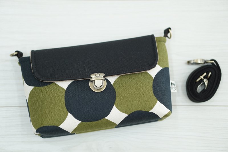 加大三层发财包 绿黑圆 - 侧背包/斜挎包 - 棉．麻 多色