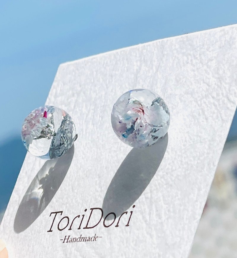 轻柔人鱼色满天星耳针/耳夹 - 耳环/耳夹 - 树脂 蓝色