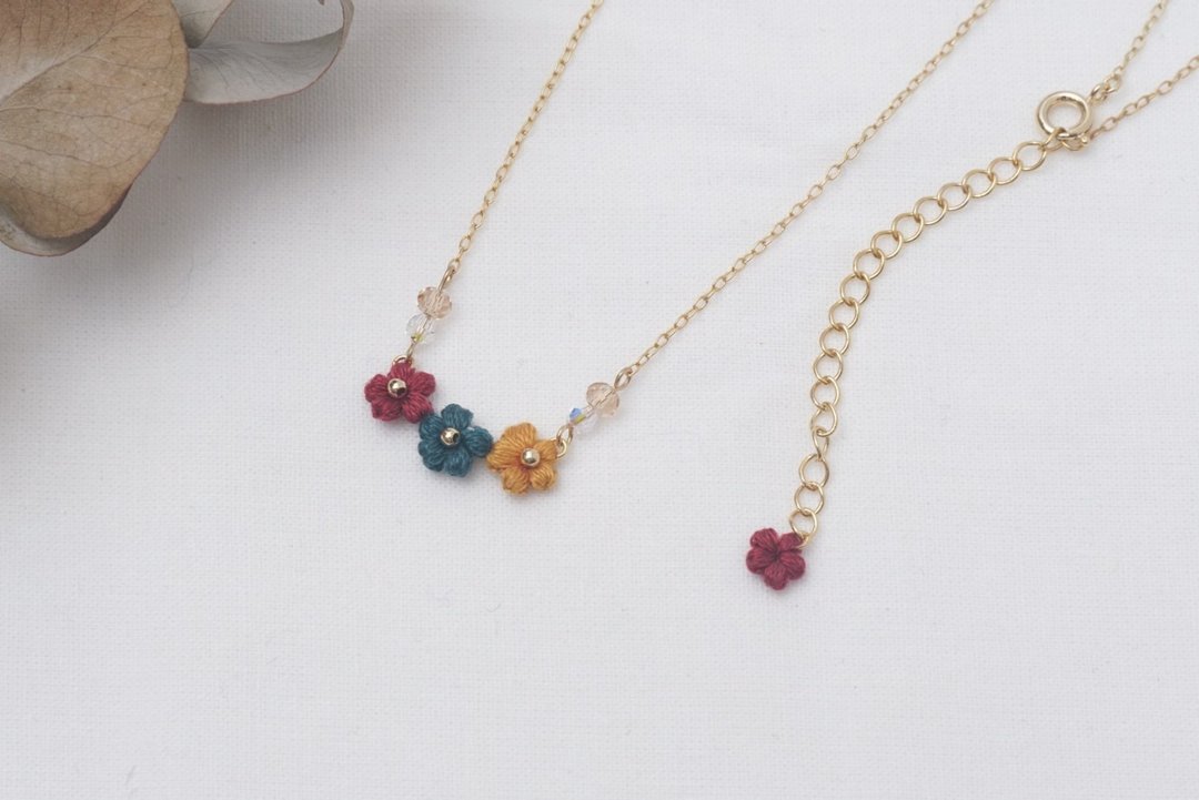 Embroidery thread crochet necklace - 项链 - 绣线 绿色