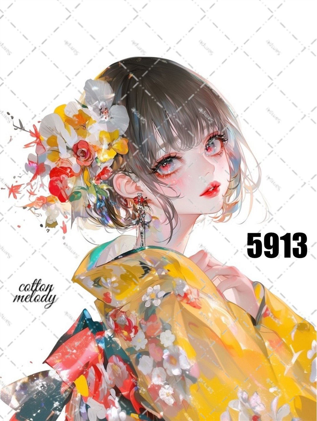 original sticker no.5913 人物贴纸 原创贴纸 人物贴纸 女孩贴纸 原创人物贴纸 - 贴纸 - 纸 