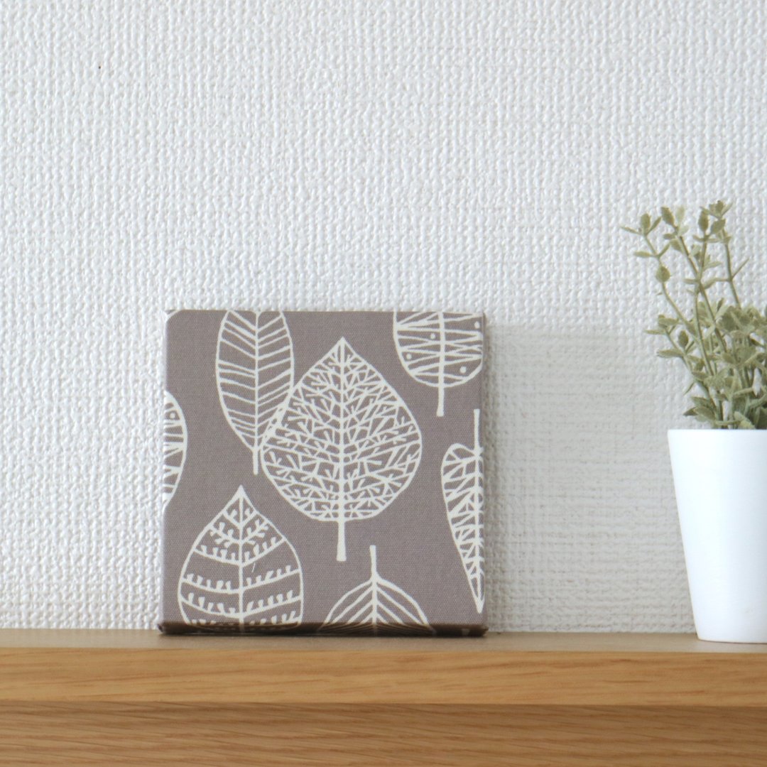 12x12cm Fabric Panel [Line Leaf Greige] - 墙贴/壁贴 - 棉 灰色